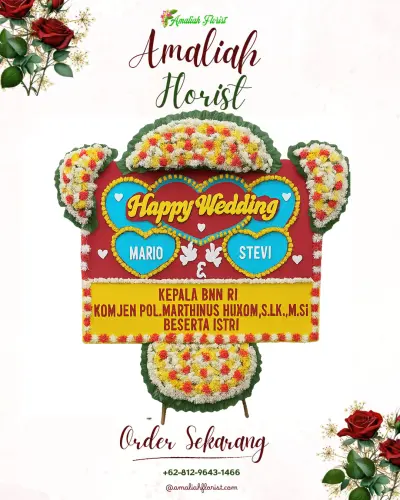 Karangan Papan Bunga Pernikahan di Lelateng
